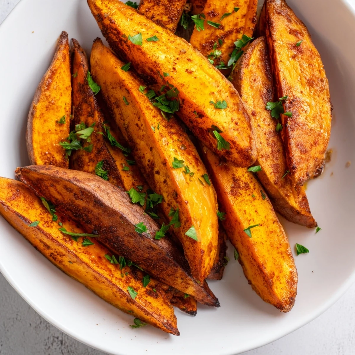 Crispy edges and tender inside: these paprika-roasted sweet potato wedges are a satisfying treat.