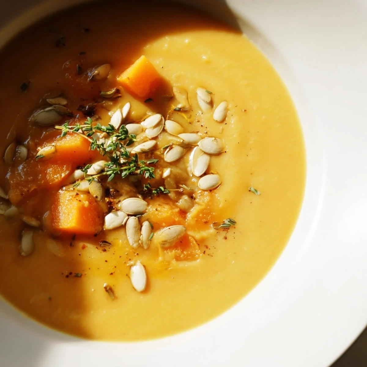 Creamy Pumpkin Soup Toasted Seeds
