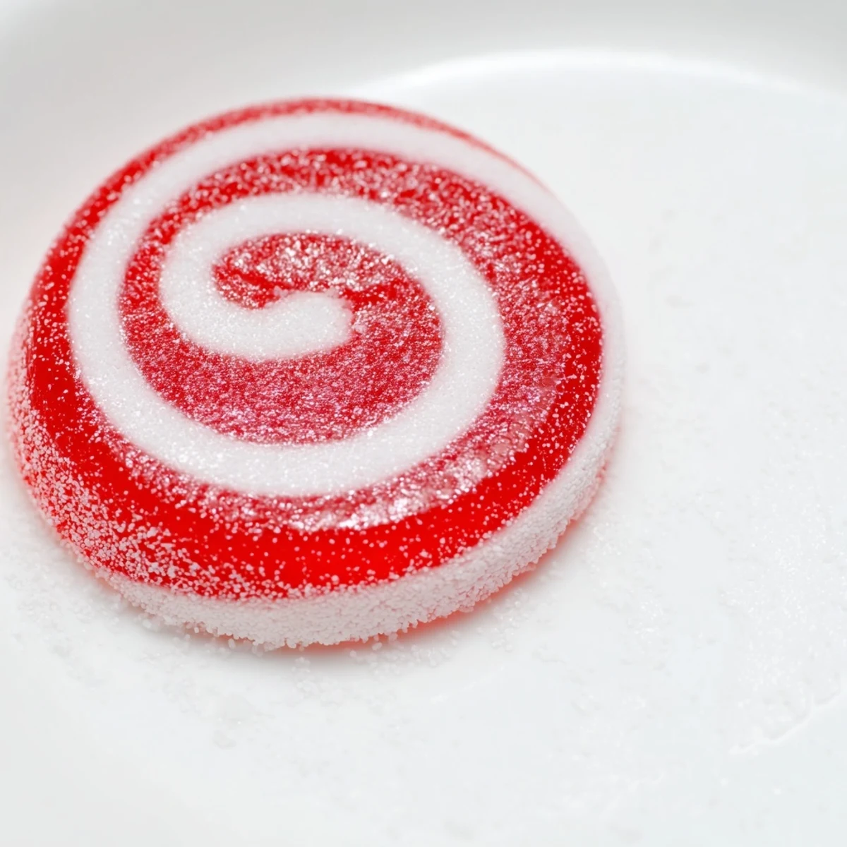 Top view of a baking sheet filled with homemade peppermint candy with stripes, showing the vibrant red and white swirls.