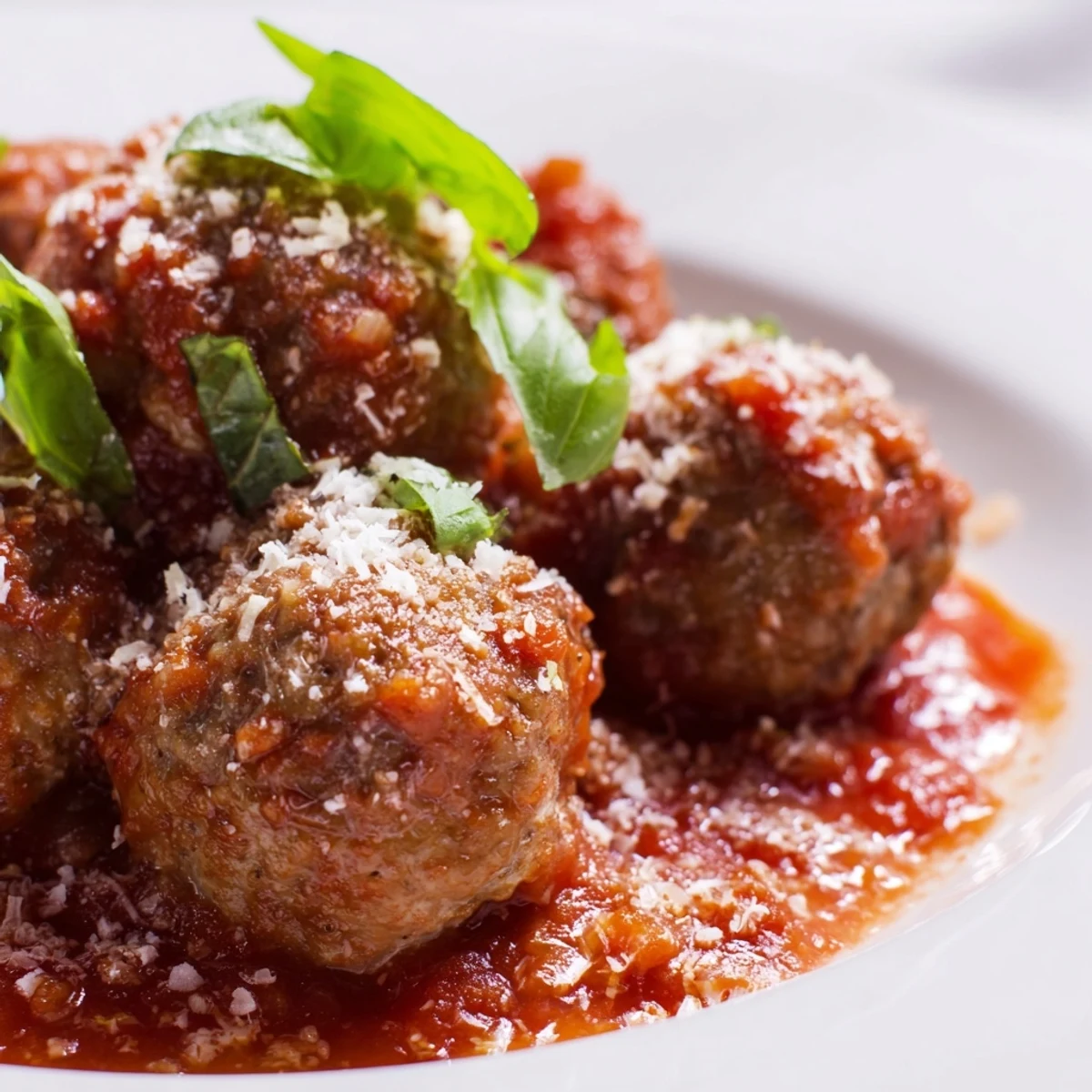 A hearty plate of Turkey Meatballs with Marinara, perfect for a comforting meal or a meatball sub.