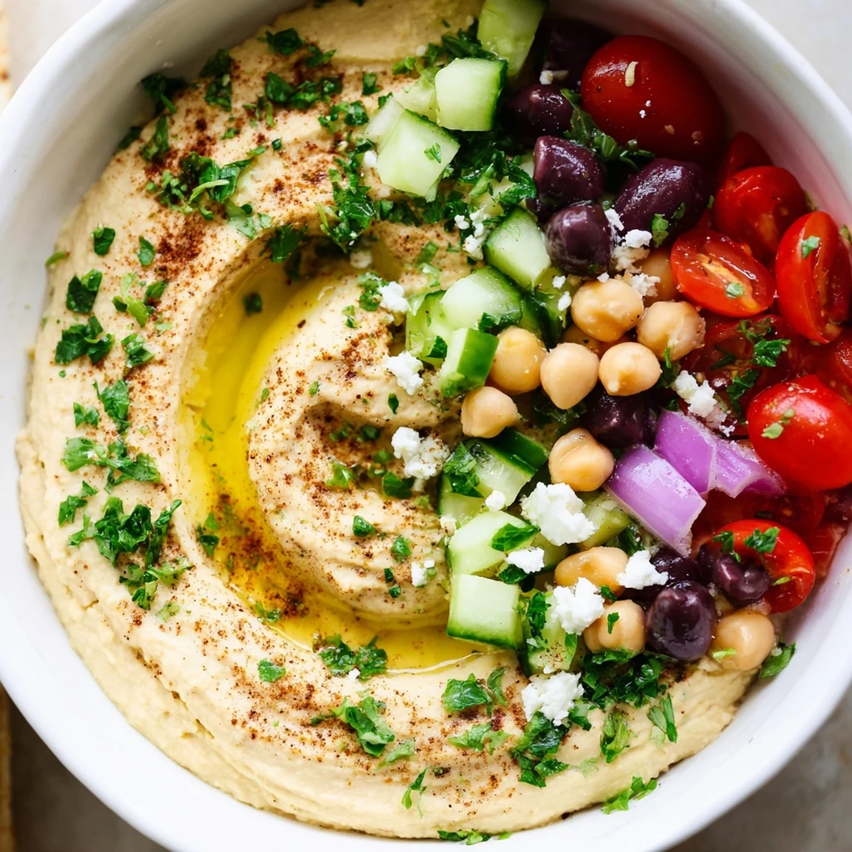 Mediterranean Hummus Bowl With Pita