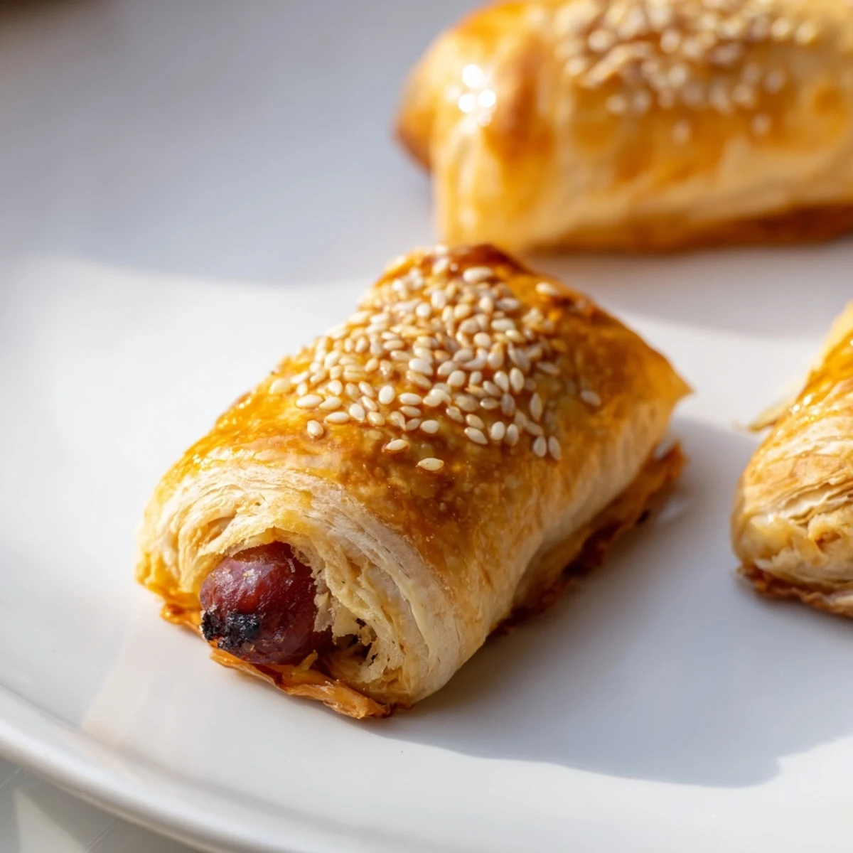 Freshly baked Game Day Pigs in a Blanket arranged on a platter, perfect for a crowd at a game day gathering.