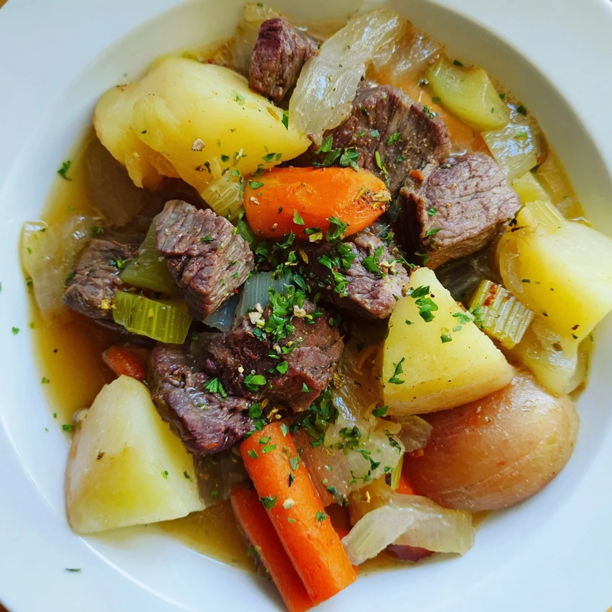 Savory St. Patrick’s Day Halal Irish Stew simmered to perfection, ready to serve hot with crusty bread on the side.
