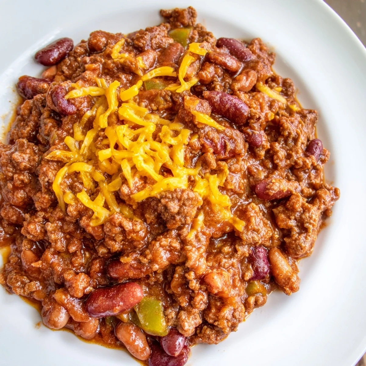 Tailgate Beef Chili with Beans in a Dutch oven with a ladle, ready to serve.