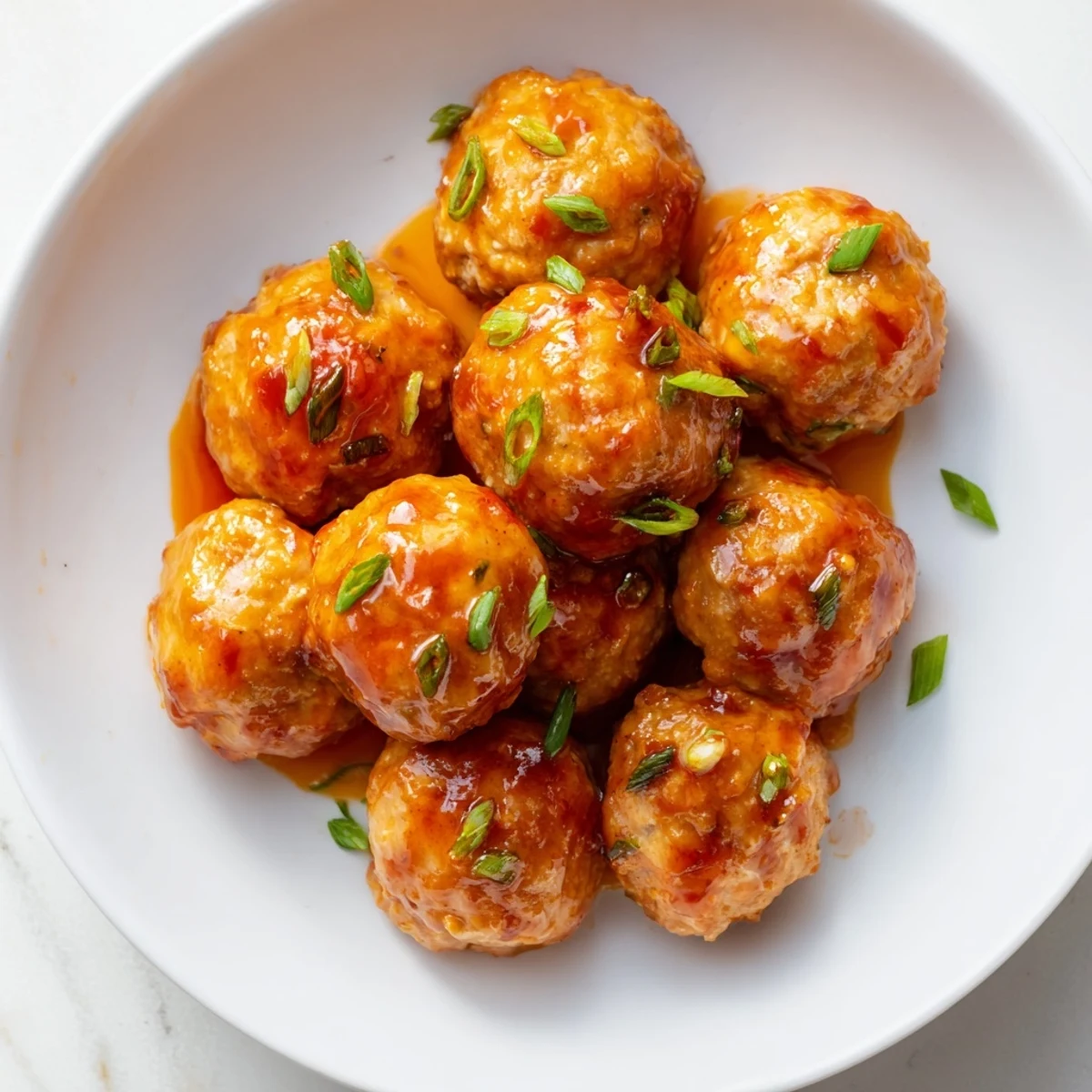Steam rising from glazed Touchdown Buffalo Chicken Meatballs, showcasing juicy texture, a perfect game day appetizer spread.