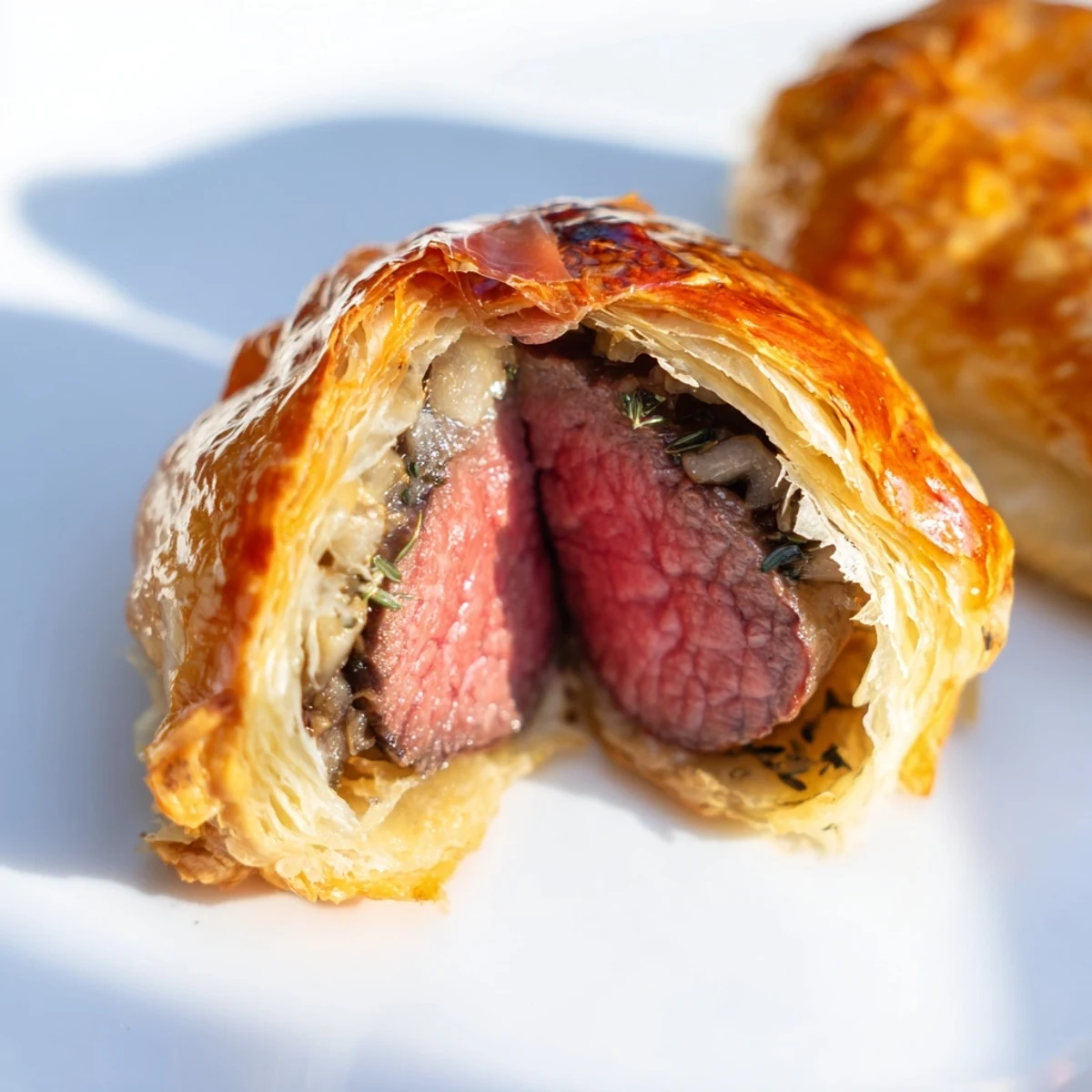 Savory Mini Beef Wellingtons paired with a glass of red wine for an elegant dinner.