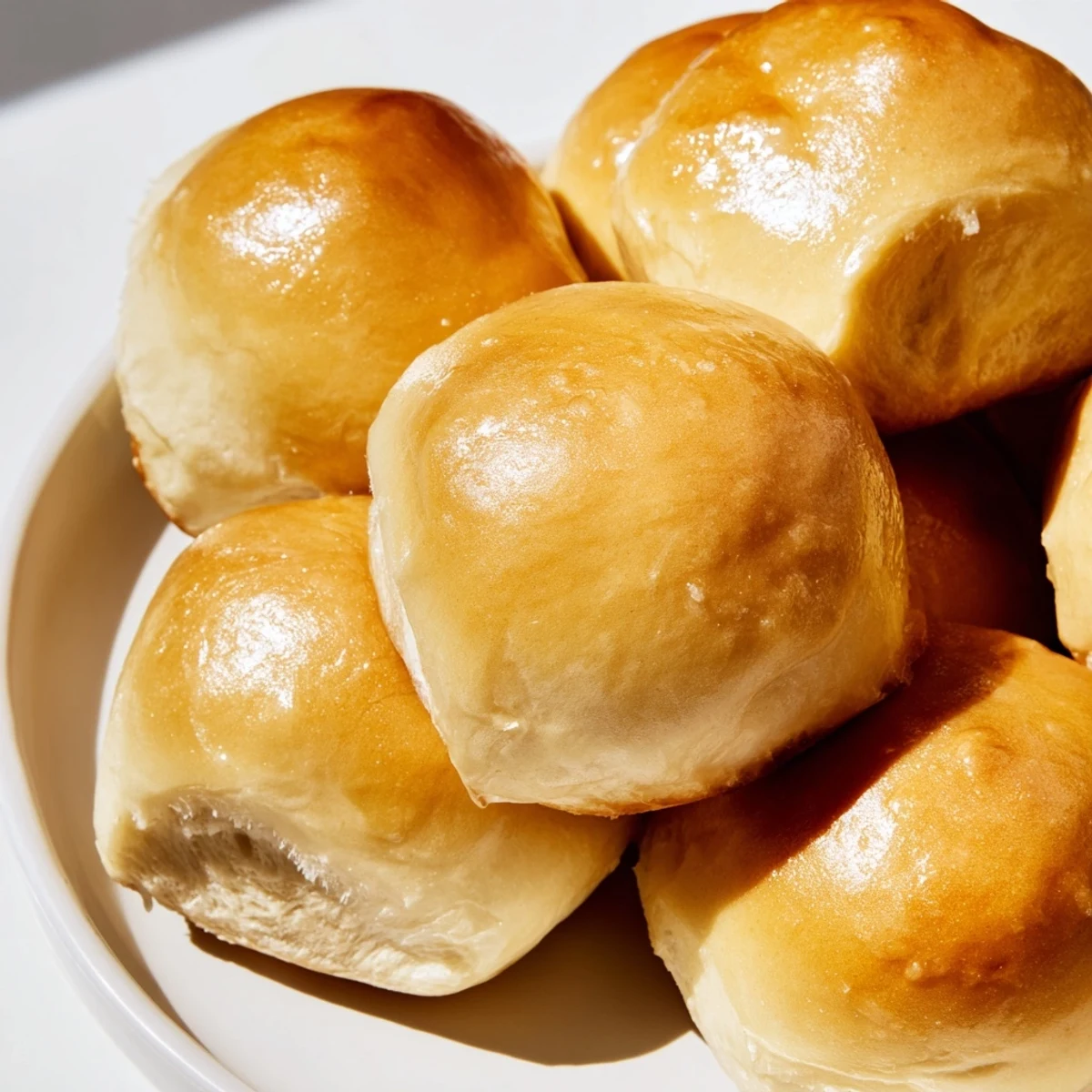 Warm and pillowy Best Vegan Dinner Rolls in a baking dish, ready to serve with extra vegan butter on the side.