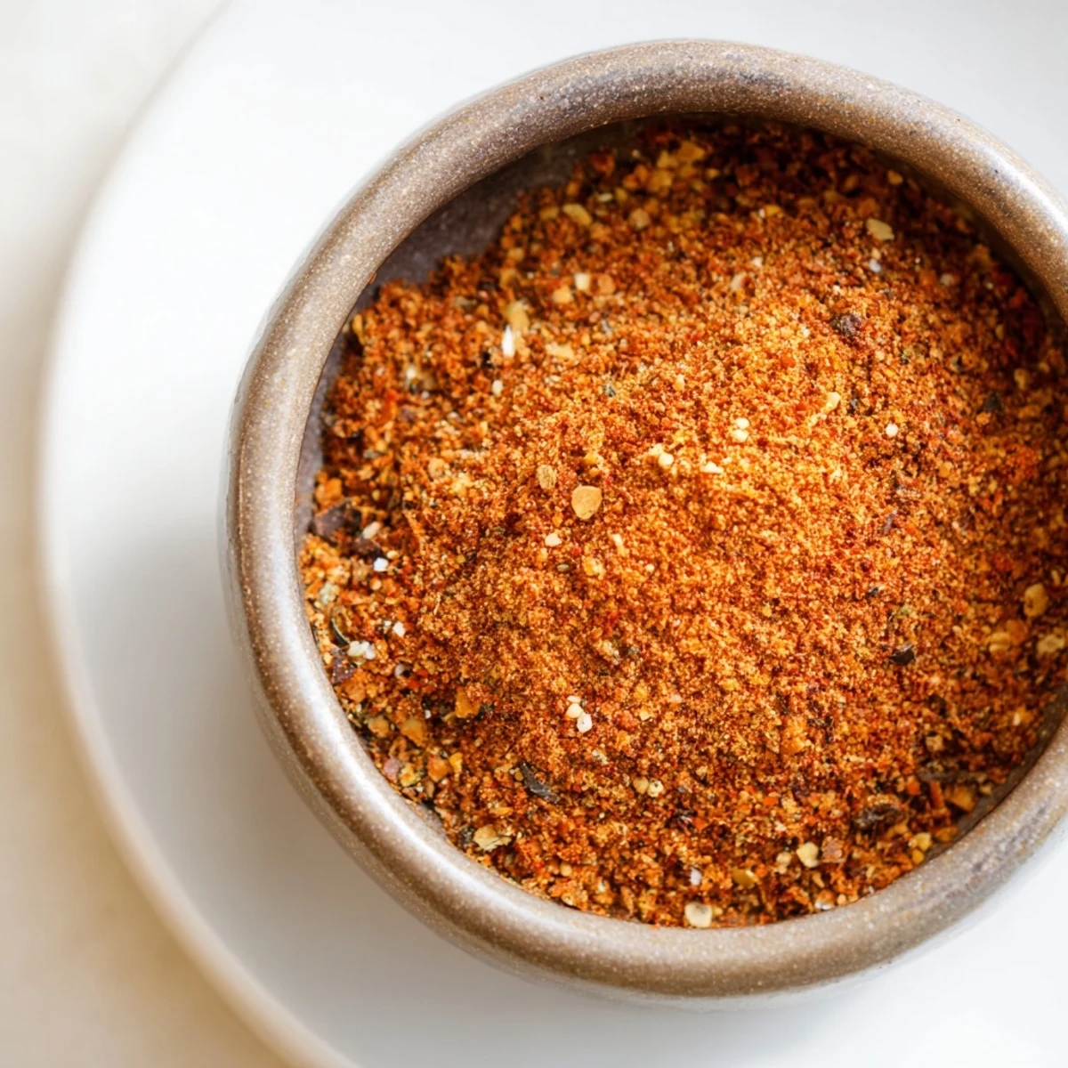 Bright orange and red Easy Homemade Taco Seasoning Mix in a small glass jar, next to fresh lime wedges and chopped cilantro on a wooden table.