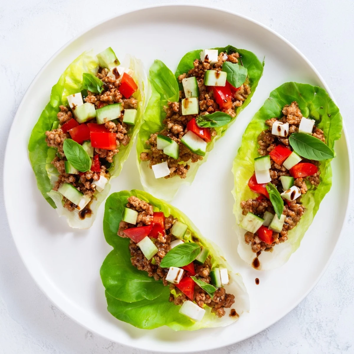 Butter lettuce leaves cradling savory Italian-seasoned turkey, diced mozzarella, and fresh basil make these Italian Lettuce Wraps a light gluten-free meal.