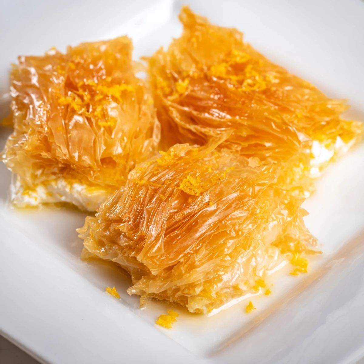 Moist Portokalopita ready to serve with whipped cream, showcasing a syrup-soaked citrusy crumb.