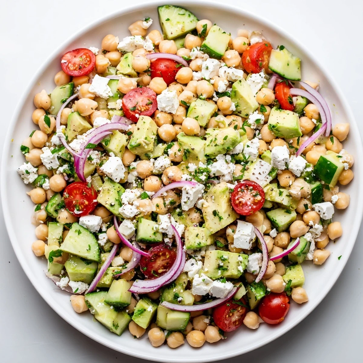 Chickpea Feta Avocado Salad