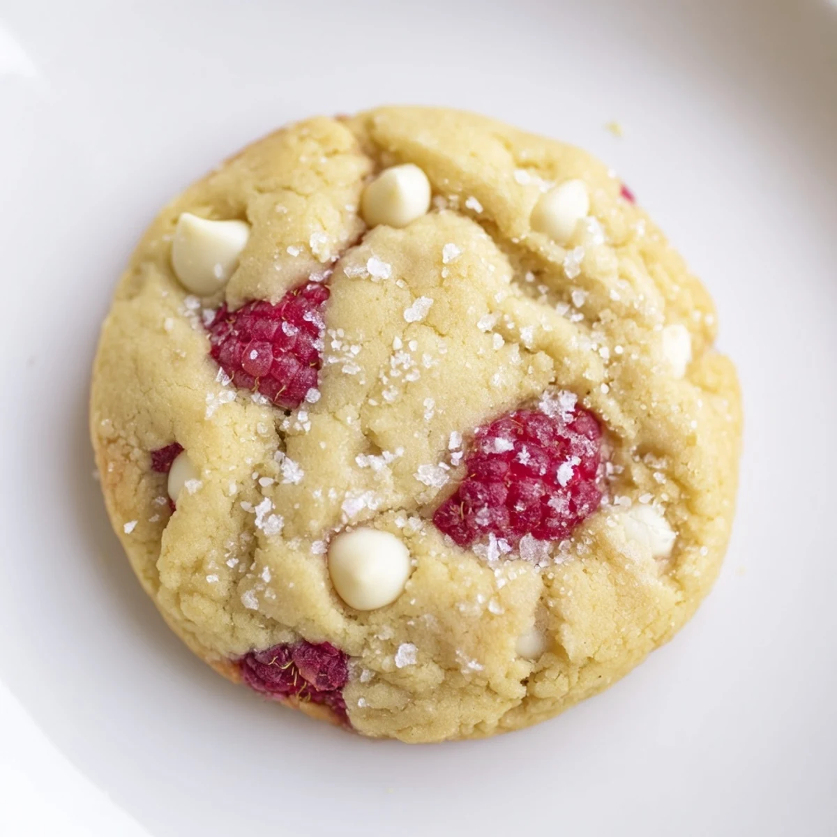 Soft lemon raspberry cookies with fresh berries on white cooling rack