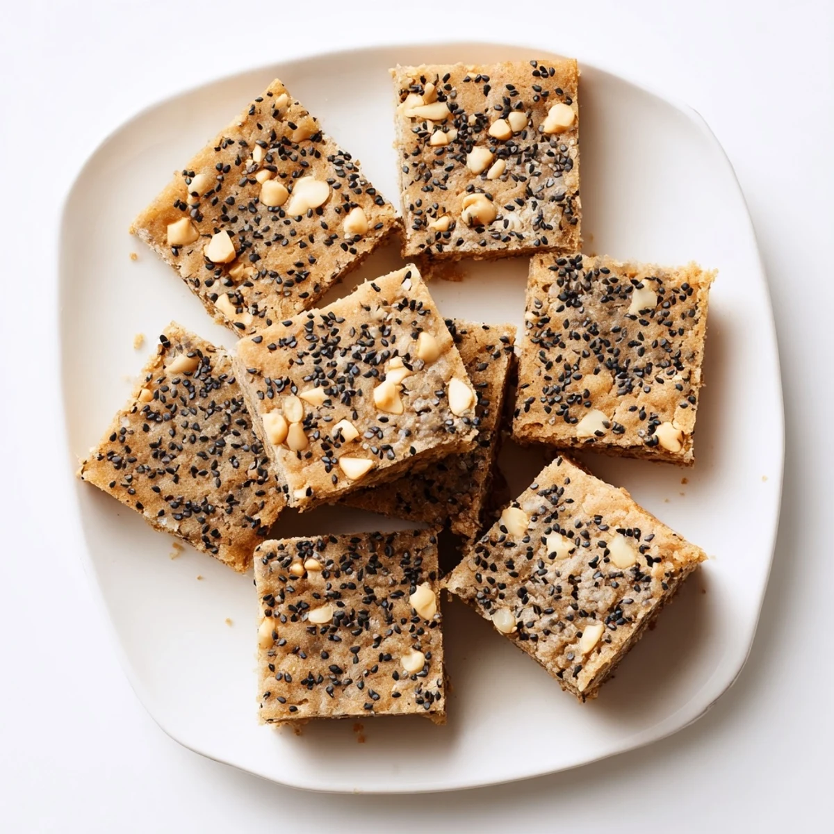 Buttery black sesame blondies baked to golden perfection with a fudgy, nutty center