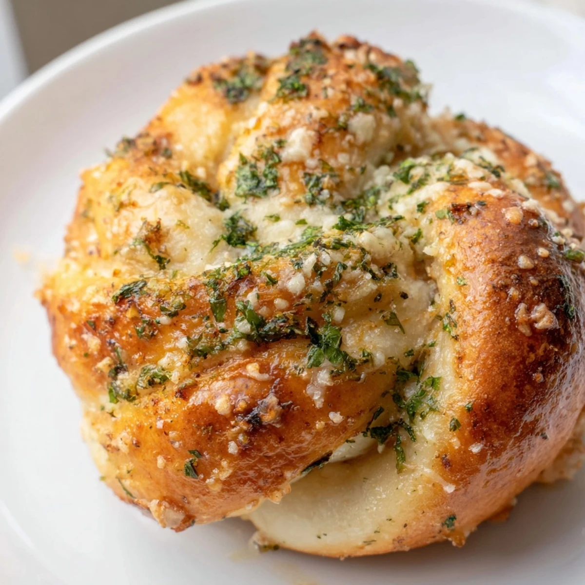 Soft pillowy gluten-free garlic knots arranged on baking sheet ready for serving