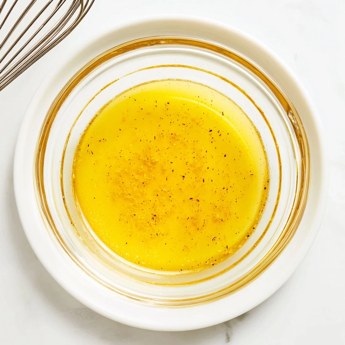 Creamy honey lemon vinaigrette coating crisp vegetables on wooden serving board for summer lunch