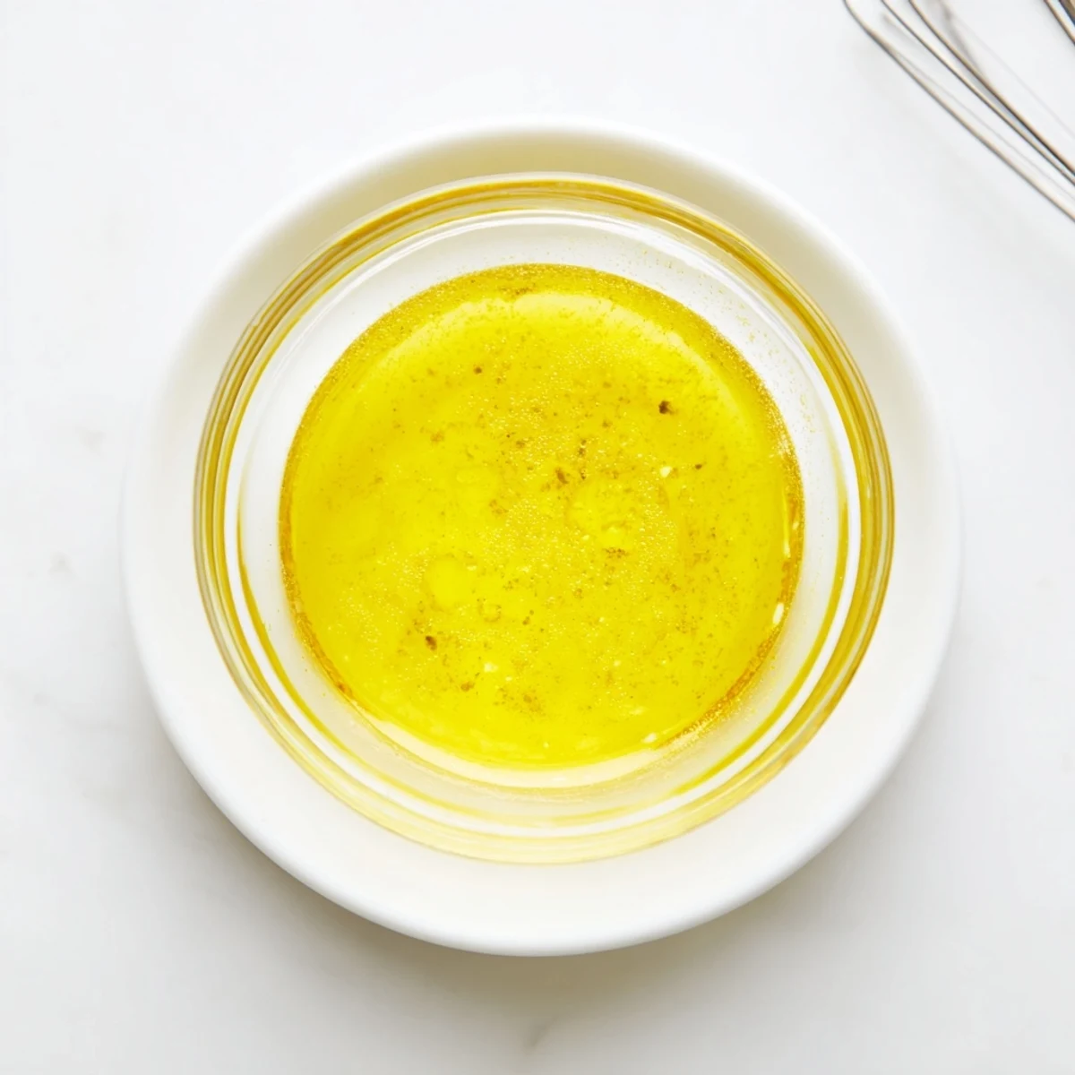 Smooth homemade honey lemon vinaigrette emulsion in glass jar with fresh lemon slices