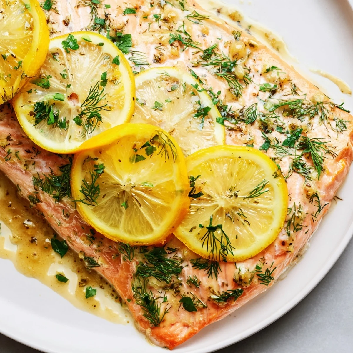 Flaky tender baked salmon with zesty lemon herb crust ready for a healthy dinner