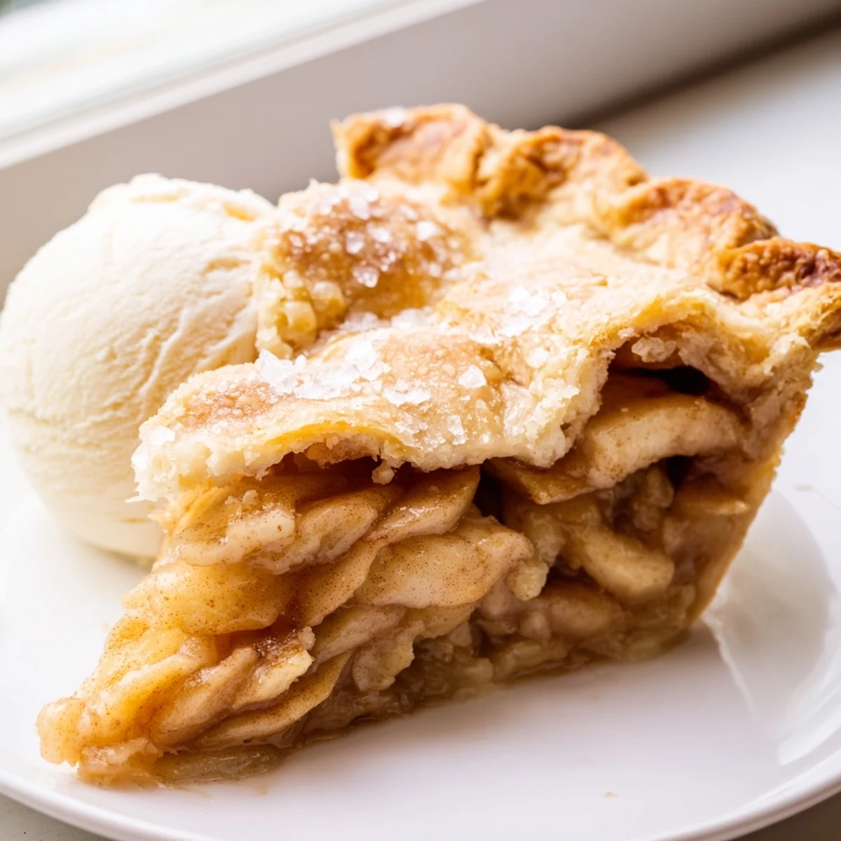 Classic apple pie fresh from the oven with cinnamon spiced tender apple filling