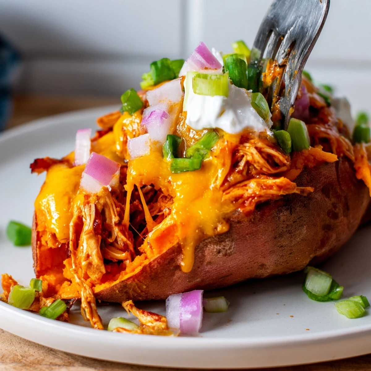 BBQ Chicken Stuffed Sweet Potatoes