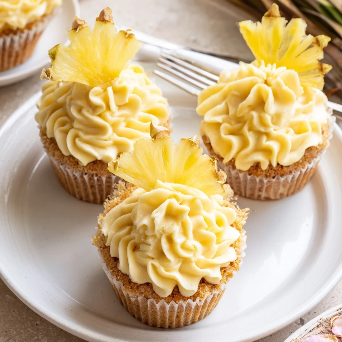 Lined paper cups reveal golden cake in Dole Whip Cupcakes Recipe for summer gatherings