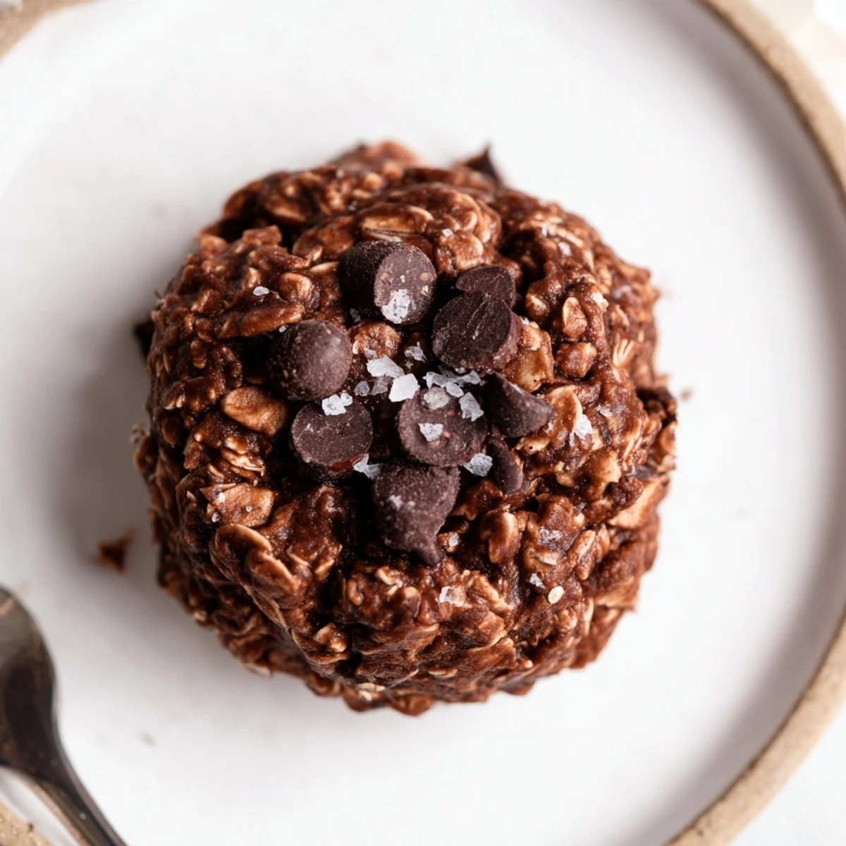 Homemade Brownie Protein Bites chilled on a tray, fudgy centers visible