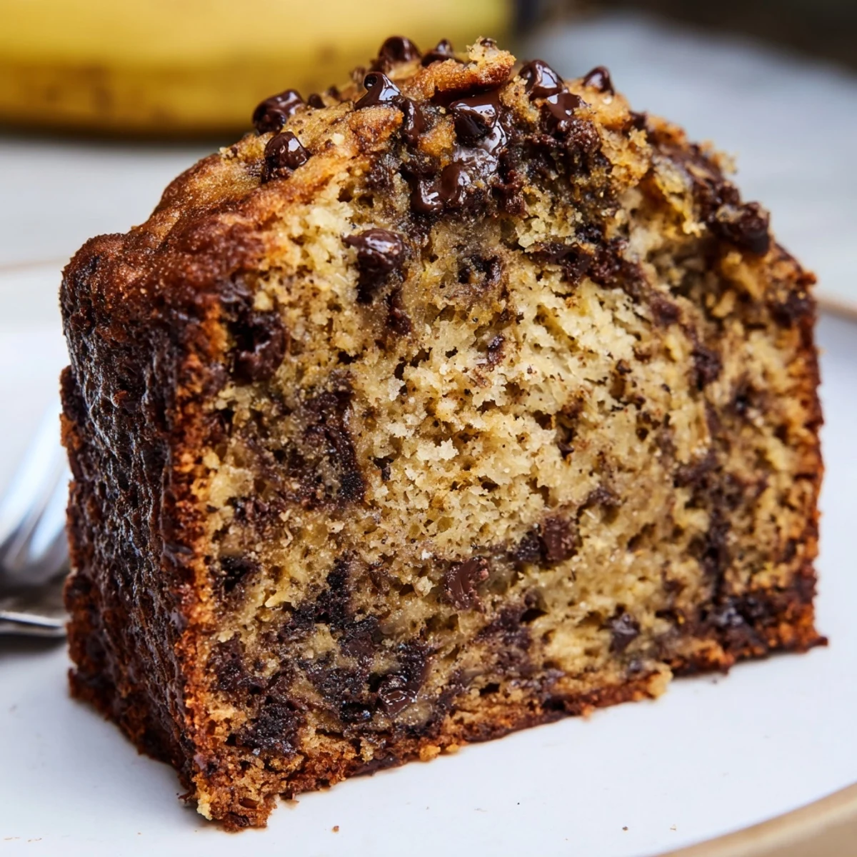 Homemade Banana Chocolate Chip Cake Recipe, fragrant banana aroma and gooey chocolate pockets