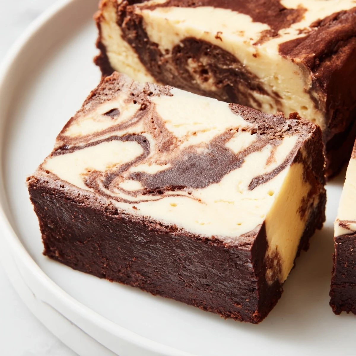 Fudgy sourdough cheesecake brownie bars with swirled layers of chocolate and cream cheese filling