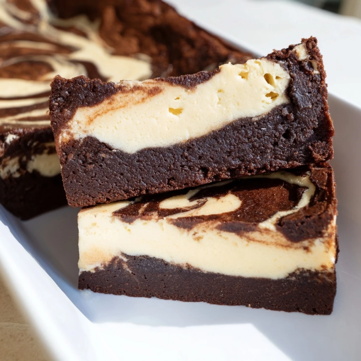 Decadent sourdough cheesecake brownie bars featuring fudgy chocolate base topped with tangy cream cheese swirl