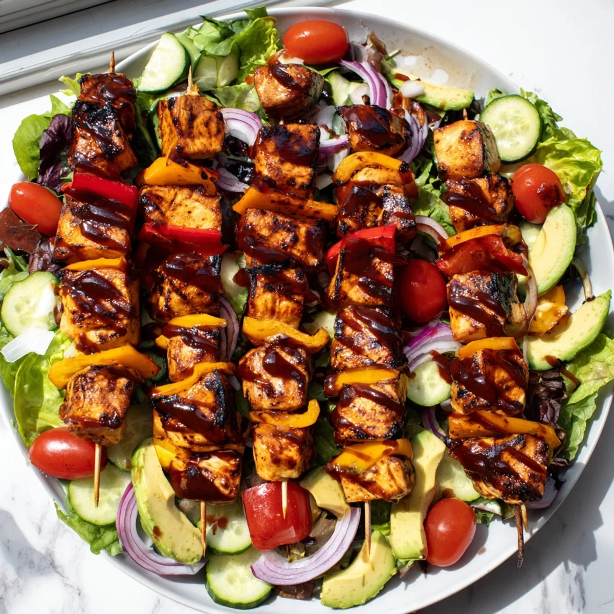 BBQ Chicken Skewer Salad
